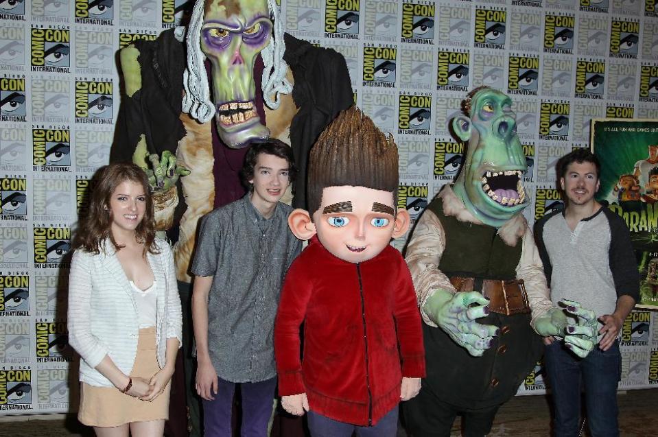 FILE - In this July 12, 2012 file photo, Anna Kendrick, Kodi Smit-McPhee and Christopher Mintz-Plasse attend the "ParaNorman" press line at Comic-Con, in San Diego, Calif. Storm Troopers, cyborgs, superheroes and other comic-book fans can count on their annual pilgrimage to San Diego for another four years. San Diego Mayor Jerry Sanders announced Monday, Oct. 29, 2012, that Comic-Con has extended its contract with the city through 2016. (Photo by Matt Sayles/Invision/AP, File)