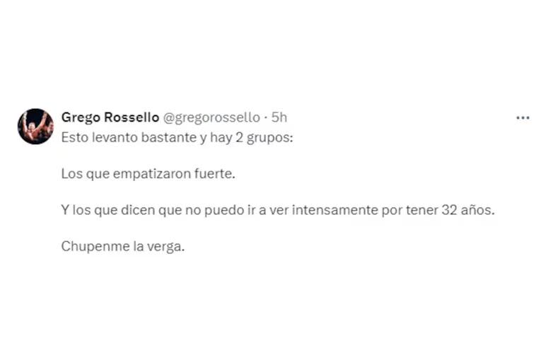 Grego Rossello mostró la frase con la que una famosa lo rechazó