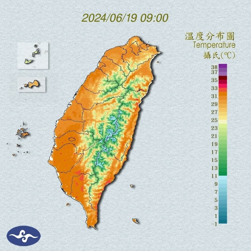 全台悶熱！各地高溫上看35度　留意午後局部大雨 | 圖/翻攝自中央氣象署