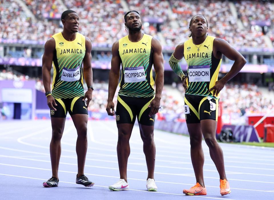 The Jamaican relay team was upset and was eliminated in the preliminary round. (Photo: Getty Images)