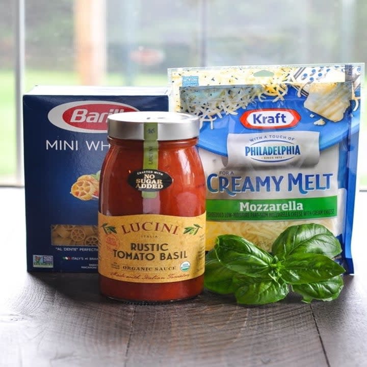 Ingredients for pasta bake