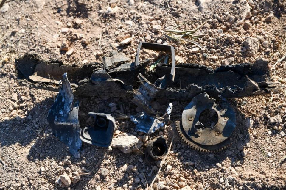 Les restes de la moto de Maher Al-Agal, me 12 juillet 2022  - Rami al SAYED / AFP