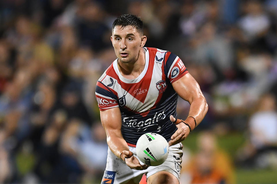 Victor Radley, pictured here in action for the Roosters in the NRL.