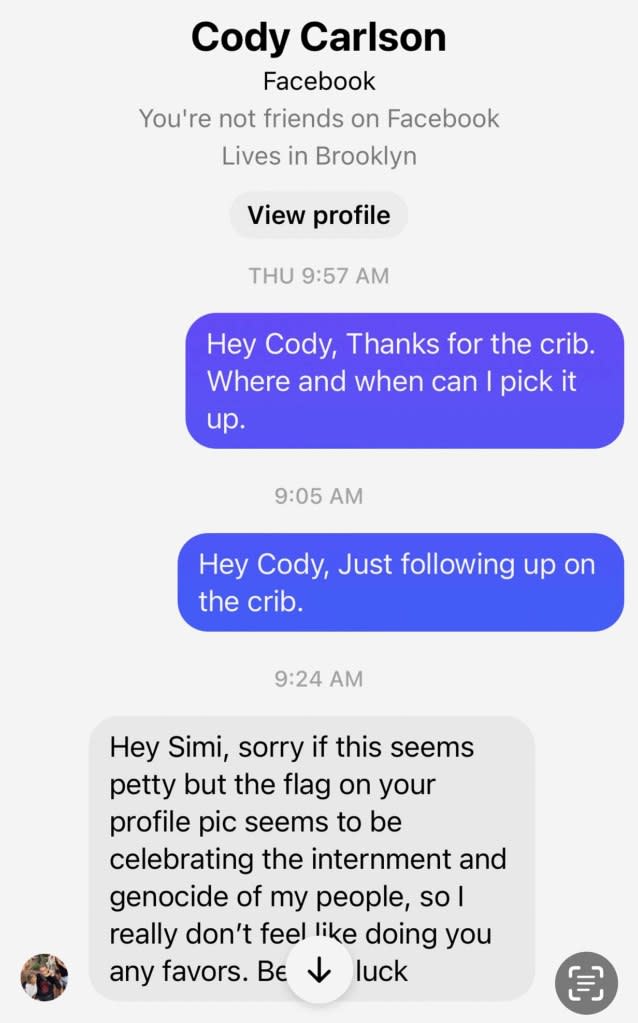 Screenshots of a Facebook conversation between Cody Carlson and someone who was going to get. FaceBook