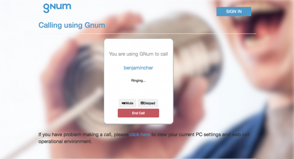 GNum Call screen