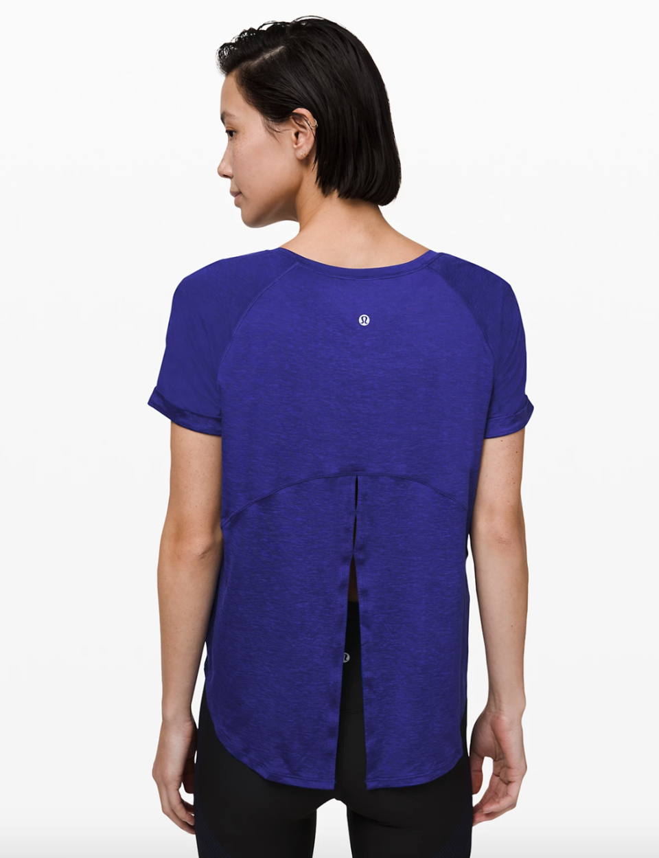 Open Up Tie Back Tee in larkspur