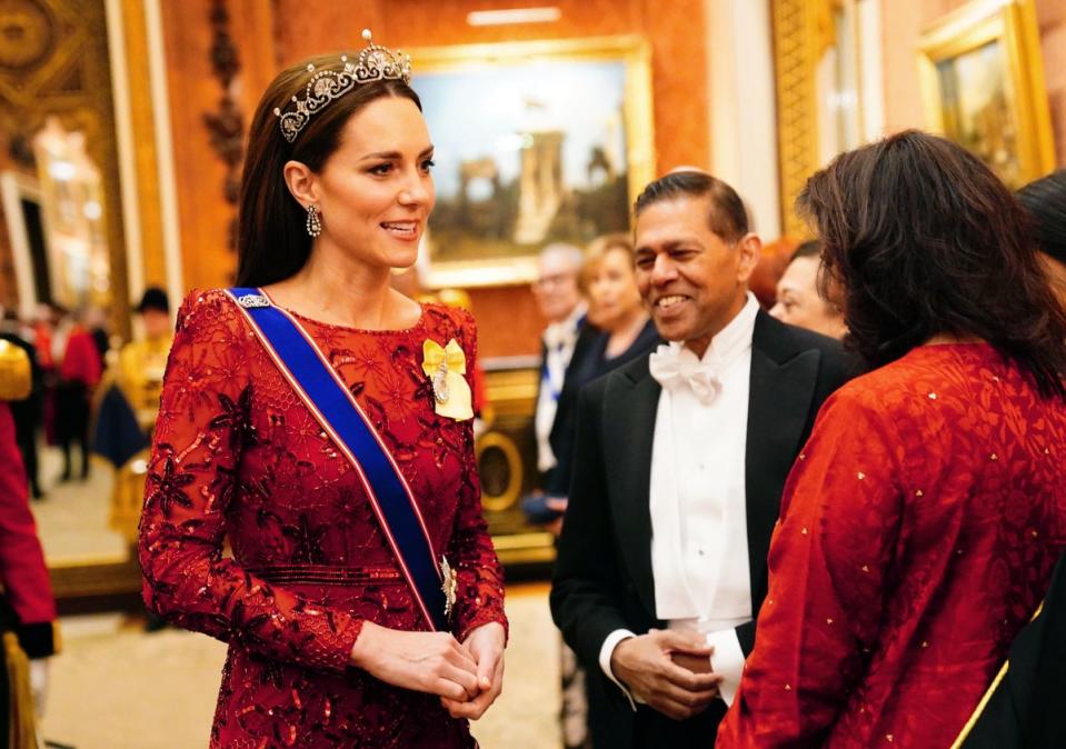 The Princess of Wales during a Diplomatic Corps reception at Buckingham Palace on Tuesday evening  (PA)