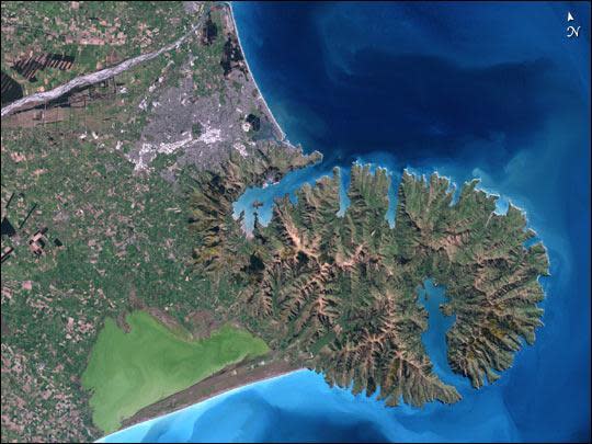 An aerial view of Christchurch, New Zealand, where a magnitude 6.3 earthquake struck.