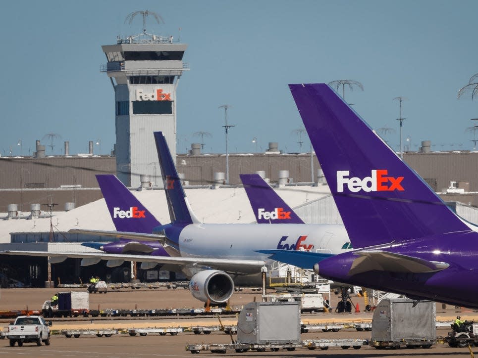 FedEx planes at Memphis superhub.