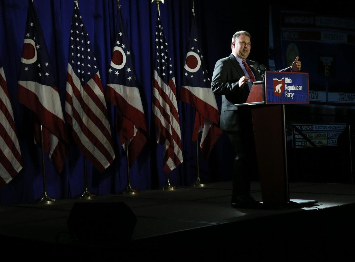 Former Ohio Republican Chairman Matt Borges, pictured in 2016 during the GOP's election celebration at the Renaissance Hotel in Columbus, was censured by the party on Friday for launching a super-PAC to defeat President Donald Trump's re-election campaign.