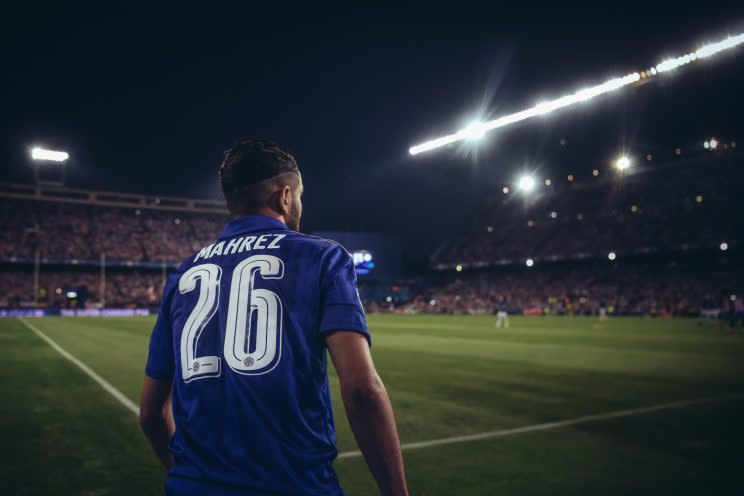 Riyad Mahrez lines up a corner in Madrid