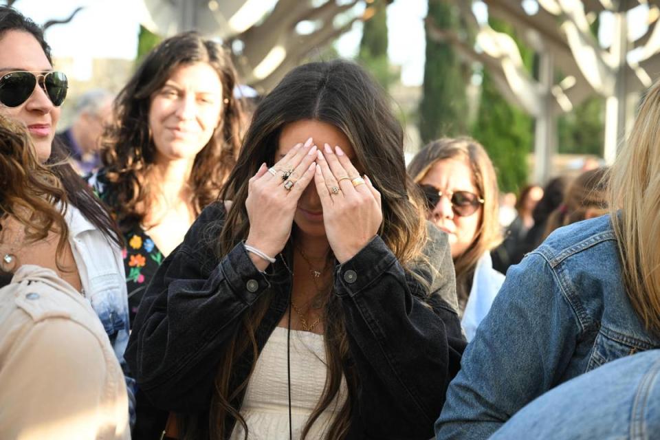 Jewish women from Miami light Shabbat candles near the Western Wall, Friday, April 21, 2023.