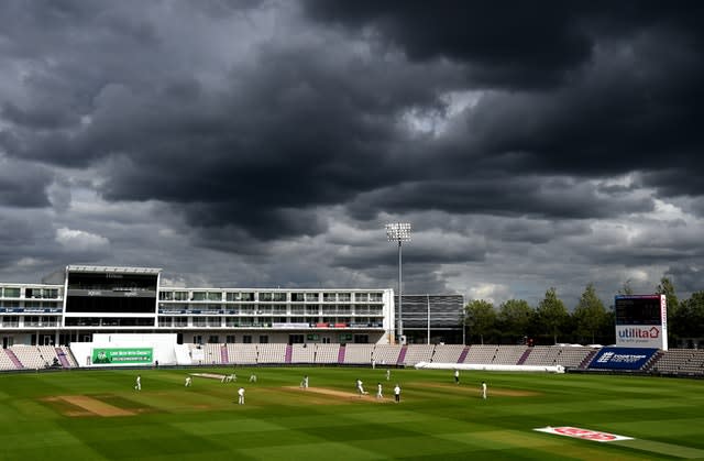 Clouds surrounded the Ageas Bowl