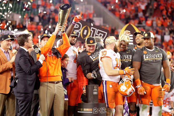 Clemson received rings Wednesday for winning the national title. (Getty)