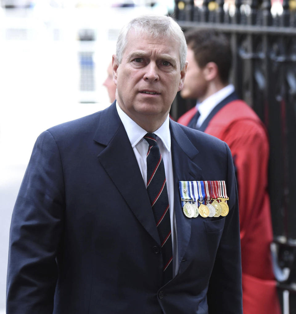 JANUARY 13th 2022: Prince Andrew The Duke of York is stripped of his military titles and royal charity affiliations by Her Majesty Queen Elizabeth II amid sex abuse lawsuit. - JANUARY 12th 2022: The sexual assault lawsuit filed against Prince Andrew The Duke of York by lawyers for Virginia Giuffre will proceed after the judge denied a motion to dismiss the case. - SEPTEMBER 21st 2021: Prince Andrew The Duke of York has been served with a sexual assault lawsuit in a filing with the U.S. District Court in Manhattan, New York, USA by lawyers for Virginia Giuffre who claims she was forced to have sex with him at the London, England, UK home of a friend of convicted sex offender Jeffrey Epstein. - JUNE 8th 2020: The United States Department of Justice demands that Great Britain hand over Prince Andrew to be formally questioned in the Jeffrey Epstein sex trafficking scandal. - NOVEMBER 21st 2019: Prince Andrew The Duke of York steps down from all official royal public duties amid the escalation of his associations in the Jeffrey Epstein scandal. - File Photo by: zz/KGC-03/STAR MAX/IPx 2015 5/10/15 Prince Andrew The Duke of York attends the National Service of Thanksgiving held on May 10, 2015 at Westminster Abbey in London, England, UK.