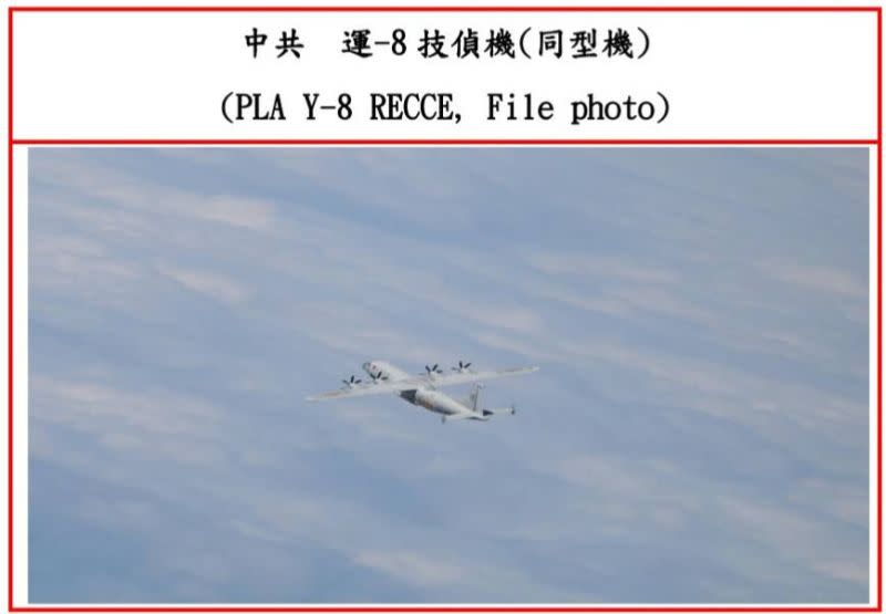 ▲共軍運8技偵機進入我防空識別區，空軍派遣空中兵力廣播驅離。(圖／空軍司令部提供)