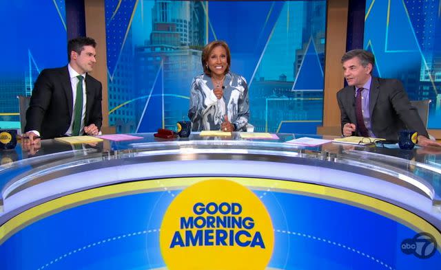 <p>ABC</p> (L-R) Gio Benitez, Robin Roberts and George Stephanopoulos on 'Good Morning America'