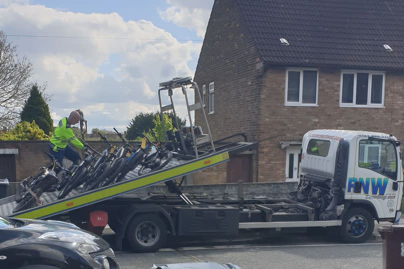 Six electric bikes were found at the address in Huyton