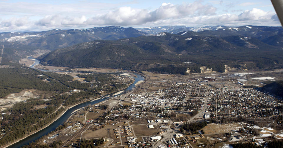 FILE - The town of Libby, Mont., is seen Feb. 17, 2010. Thousands of people have been sickened and hundreds killed by asbestos contamination in the Libby area. Most of the contamination has been cleaned up but the long latency period of asbestos-related diseases means people continue to get diagnosed with illnesses. (AP Photo/Rick Bowmer, File)