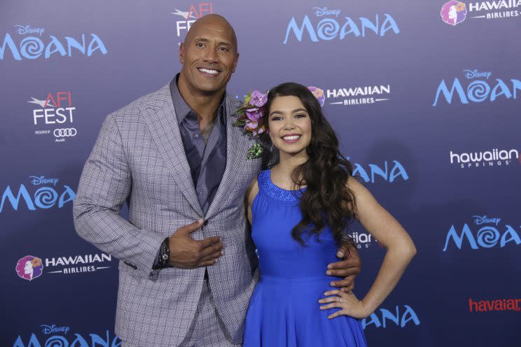 'Moana' stars Dwayne Johnson and Auli'i Cravalho steal the spotlight at the world premiere.