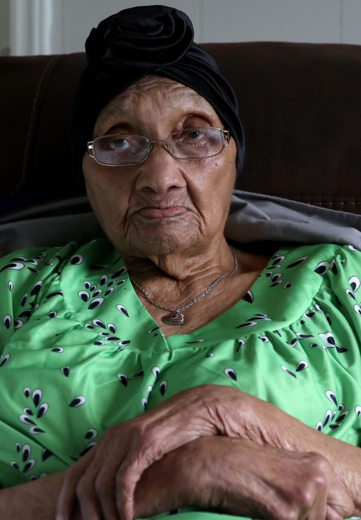 106-year-old Blanche Cook watches television in her home on Dove Tree Lane in Gastonia Monday afternoon, May 6, 2024.