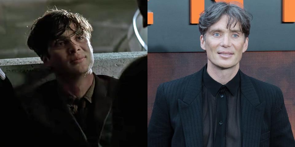 Cillian Murphy at the start of "The Dark Knight" and in 2023.