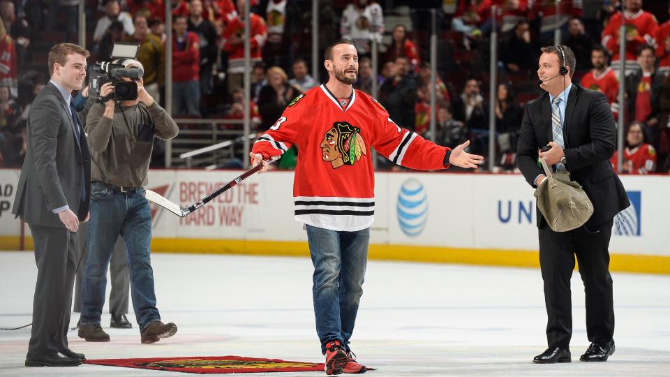 CM Punk is not shy about his super-fandom of the Chicago Blackhawks, and apparently no less shy about his hate for the Pittsburgh Penguins. (Getty Images)