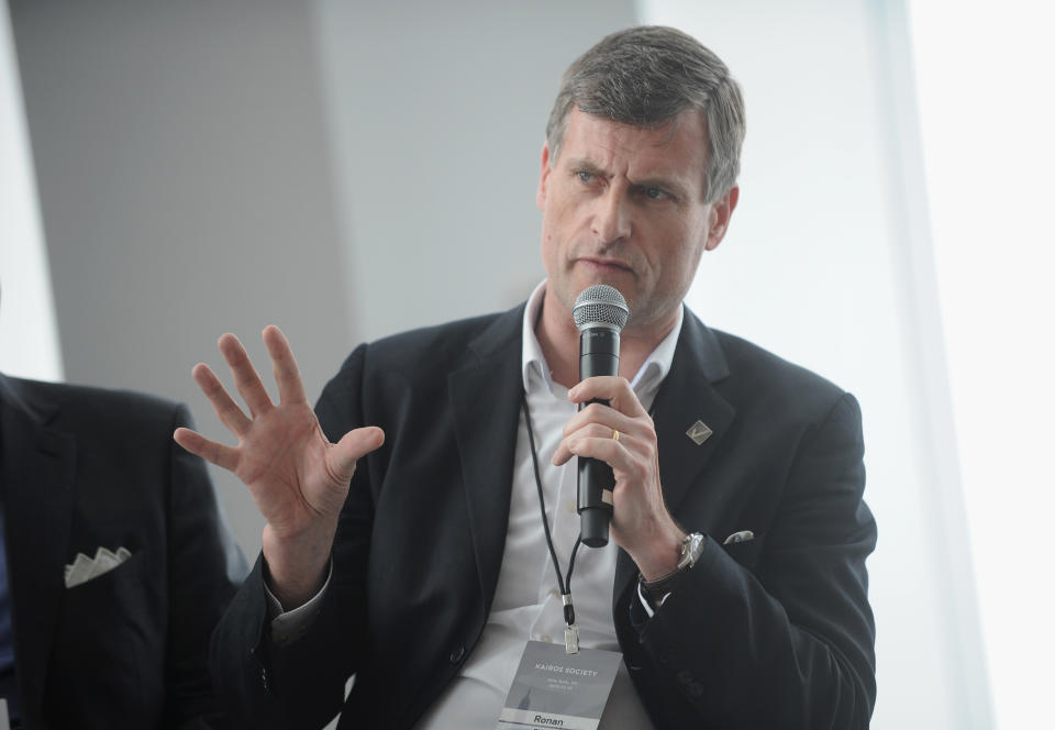 NEW YORK, NY - APRIL 21:  CEO of O2 Ronan Dunne speaks onstage at the Kairos Society Global Summit At One World Observatory on April 21, 2017 in New York City.  (Photo by Brad Barket/Getty Images for Kairos Society)