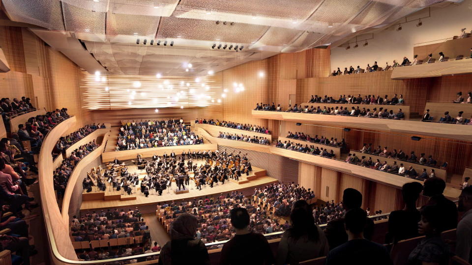 A rendering of the newly-redesigned David Geffen Hall.  / Credit: CBS News