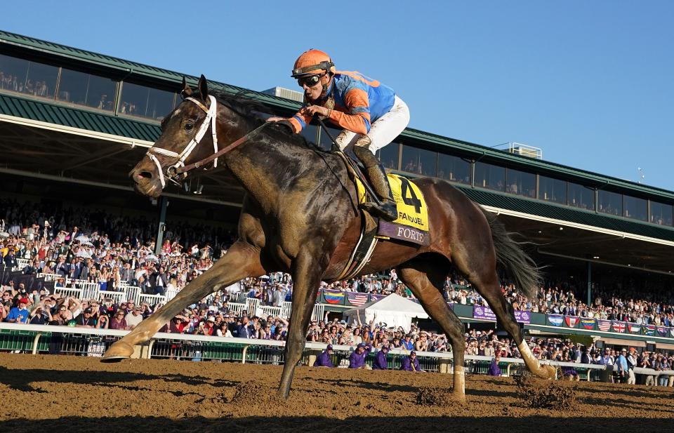 Forte, with Ira Ortiz Jr up, wins the Breeders' Cup Juvenile at Keeneland on Friday, November 4, 2022, in Lexington, Kentucky.