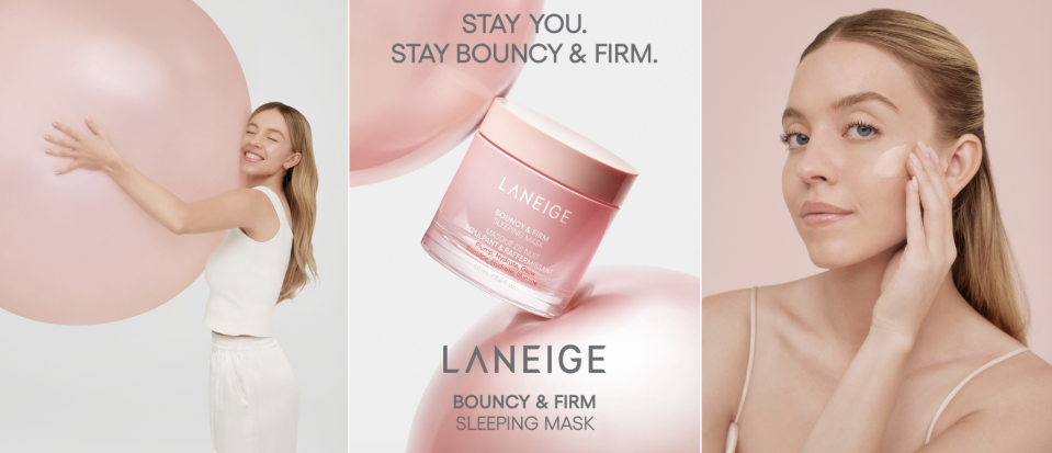 Keep your skin bouncy and firm with the new Laneige Bouncy & Firm Sleeping Mask with Sydney Sweeney as the ambassador. PHOTO: Laneige