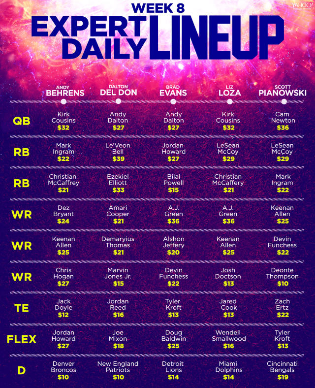 Daily Fantasy Football expert lineups for Week 8