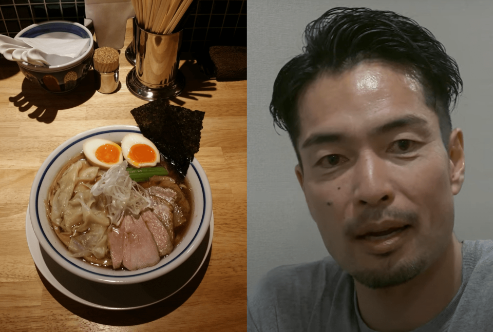 日本知名拉麵店ののくら店長白岩藏人猝逝。（翻攝自店家推特／ラーメンが『10倍』旨くなる動画【DON BURI】YouTube頻道）