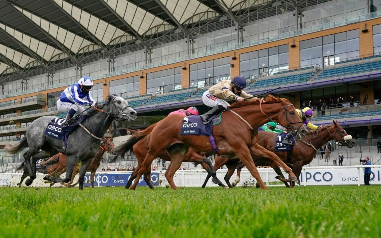 Hollie Doyle (in gold), rides Glen Shiel  to victory in The Qipco British Champions Sprint Stakes at Ascot on October 17, 2020