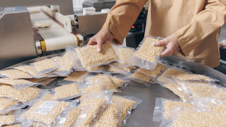 Pine nuts in airtight bags