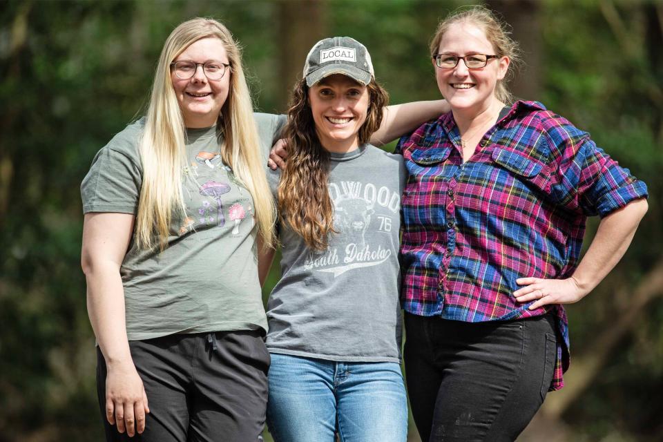 From left, Heather Robinson, Blaire Hartstein and Amy Albanese, founders of Wild Wonderment, a Christian nature, home-school co-op. The group hopes to "intertwine the teachings of God with immersive experiences in nature to provide a holistic educational environment that nurtures spiritual growth alongside academic development."