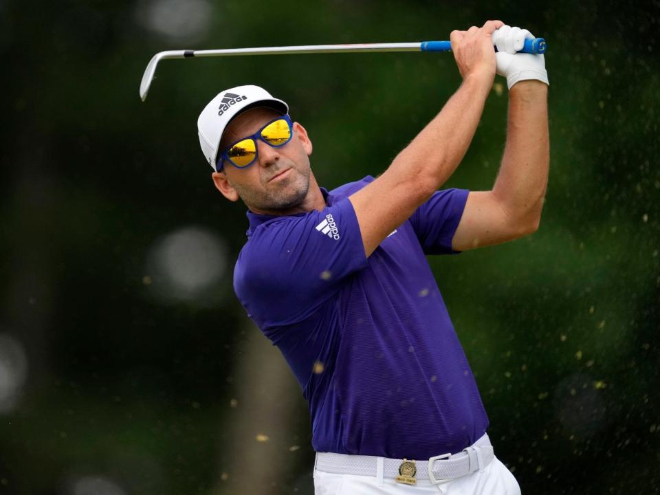 Sergio Garcia plays a shot at the 2022 US Open.