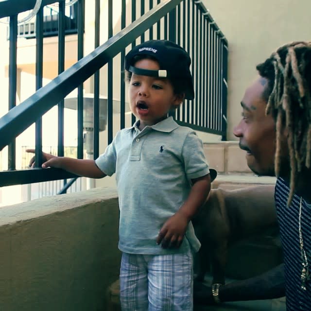 The apple clearly doesn't fall far from the tree! Wiz Khalifa and Amber Rose's two-year-old son seems to have already picked up the rapping bug in this video posted to Instagram. NEWS: Amber Rose on Wiz Khalifa Reconciliation Rumors In the clip, Wiz beams from ear to ear as his son raps a couple of his biggest hits -- "We Dem Boyz" and "Black and Yellow." A woman's voice can be heard off-camera encouraging little Sebastian, saying, "You got it, baby!" though it is unclear if it is Amber. After a series of public spats, Wiz and Amber split in September when Amber filed for divorce. Earlier this month, their relationship seemed to take a turn for the better when Amber posted a lengthy Instagram post, calling Wiz "the love of [her] life." NEWS: Amber Rose Says Wiz Khalifa Is the "Love Of Her Life" Later, Amber confirmed to ET's Nischelle Turner on the MTV Movie Awards blue carpet that the love is still there. "I love him," Rose said. "We have a family together. He's always my family no matter what."