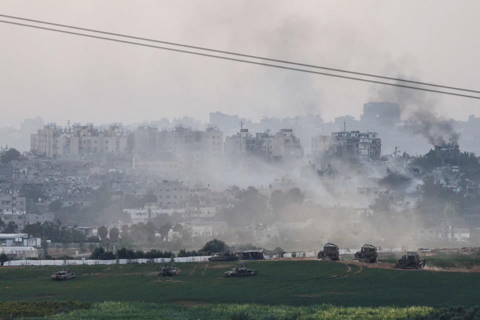 Israeli tanks and other military machines manoeuvre inside the Gaza Strip (REUTERS)