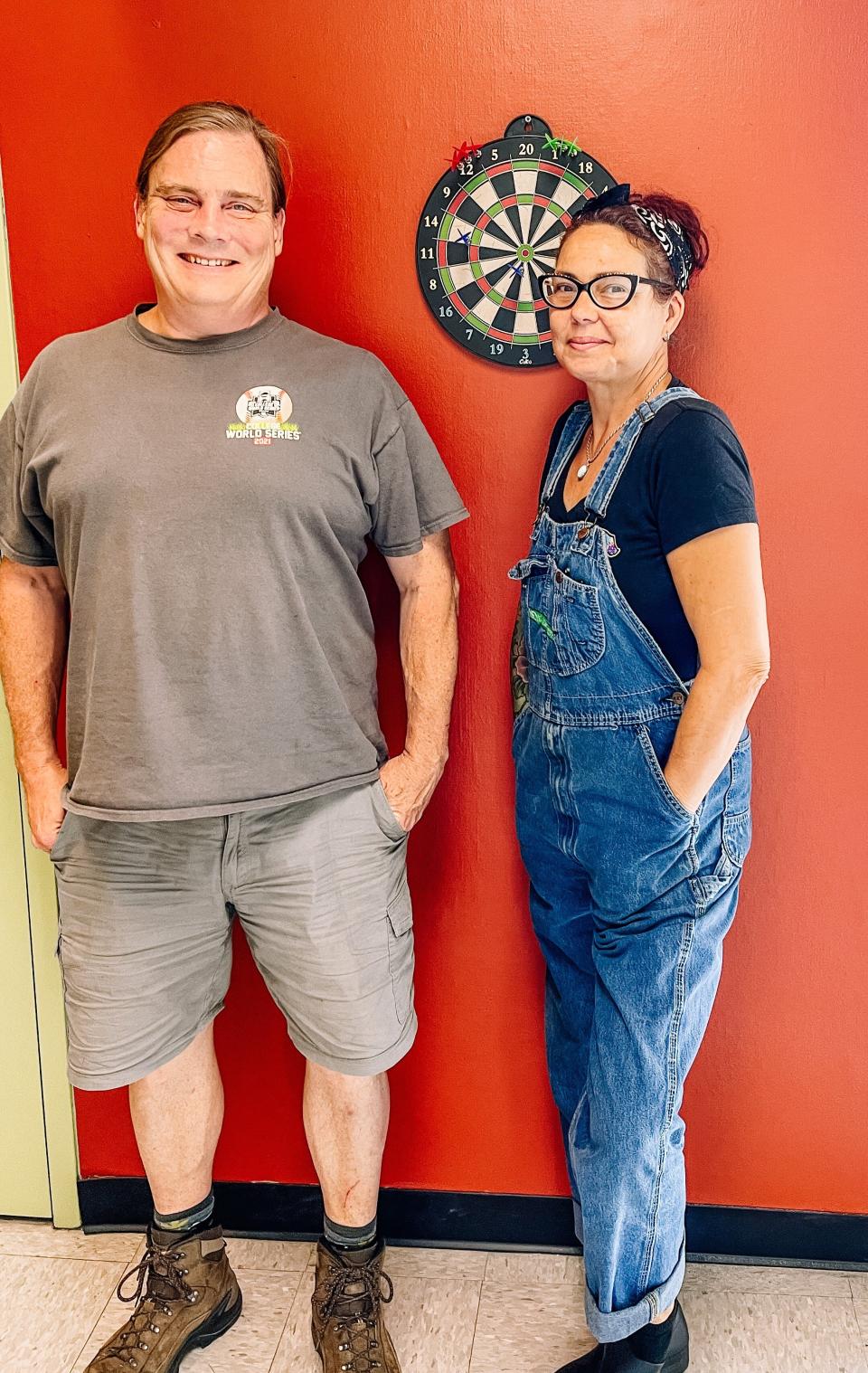 Archer Bagley, owner of Archer’s BBQ and Bullseye Pizza, with Bry Hensel, who has consulted on the pizza menu and will be the new executive chef for Bagley’s forthcoming Fire and Smoke Steakhouse.
At Bullseye Pizza in Seymour on July 1, 2022.