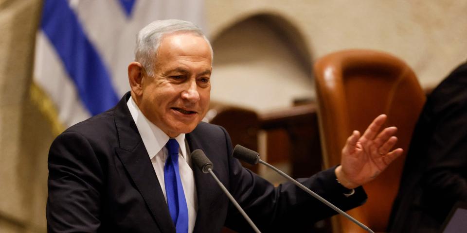 Israel's Prime Minsiter designate Benjamin Netanyahu presents the new government to parliament at the Knesset in Jerusalem on December 29, 2022 in what analysts described as the most right-wing coalition in Israel's history.