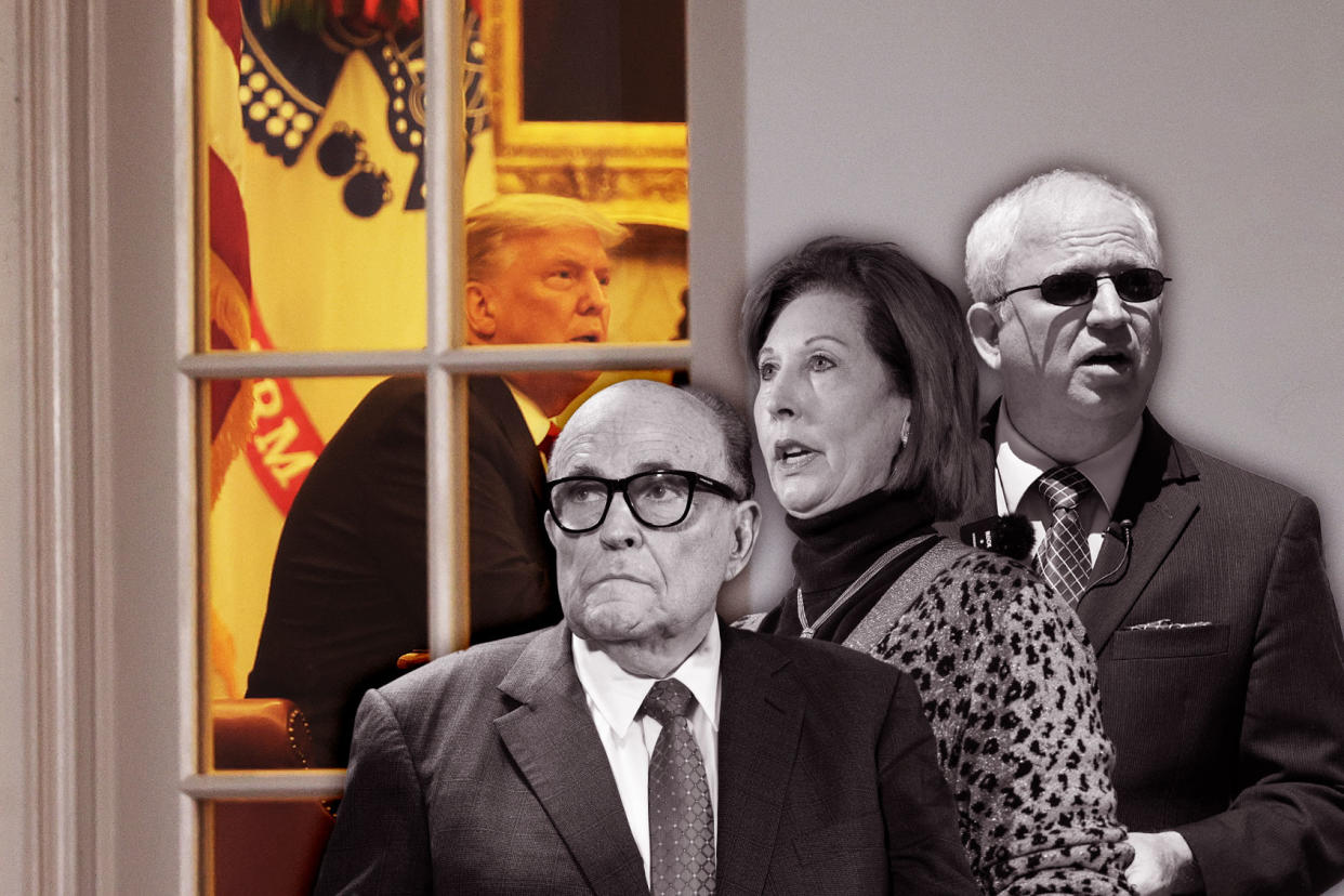 Donald Trump, Rudy Giuliani, Sidney Powell and John Eastman Photo illustration by Salon/Getty Images
