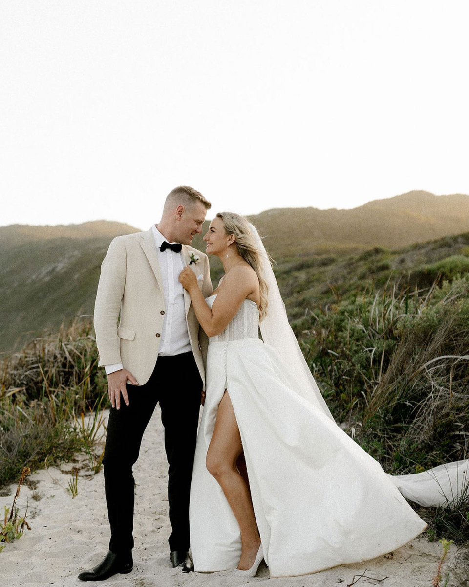 Bachelor in Paradise’s Alisha Aitken-Radburn and Glenn Smith on their wedding day.