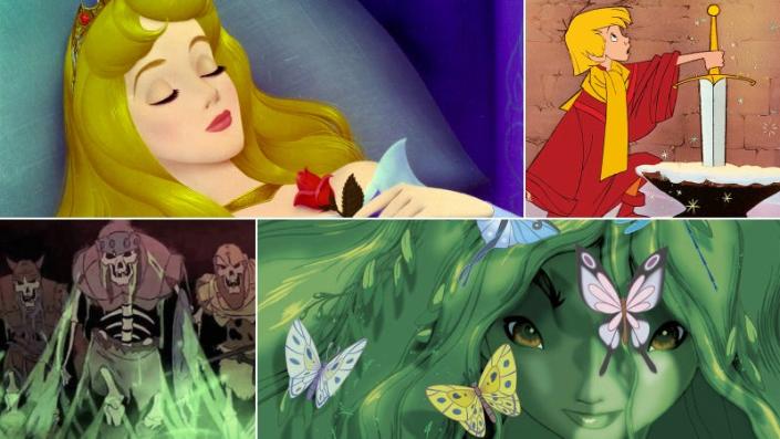 Clockwise L to R: Sleeping Beauty, The Sword In The Stone, Fantasia 2000, The Black Cauldron
All images &#xa9; Walt Disney Studios