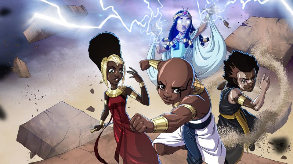 Characters prepare to do battle in a scene from the comic series "Black Sands: The Seven Kingdoms"