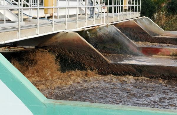 Sewer water heading for various filtration processesat the city of Cape Canaveral’s sewer plant at 601 Thurm Blvd. where sewage is turned into reclaimed water. Sewer plant upgrades to help clean up the lagoon cost cities millions of dollars.