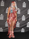 <p>Only show-stealer Lady Gaga could upstage herself at the VMAs. You think it would be honor enough for her to take home the trophy for Video of the Year. But no. Gaga received her trophy wearing a dress literally made of raw meat. The beefy couture, which the good Lady had said is her favorite stage costume of all time, has since been preserved by a taxidermist and put on display at the Rock and Roll Hall of Fame. (Source: Getty Images) </p>