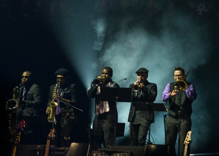 Mint Condition perform during a tribute concert for late US singer Prince in St Paul, Minnesota, on October 13, 2016