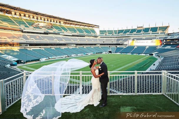 PHOTO: Patience and Alex Murray wedding at the Philadelphia Eagles' stadium. (Philip Gabriel Photography)