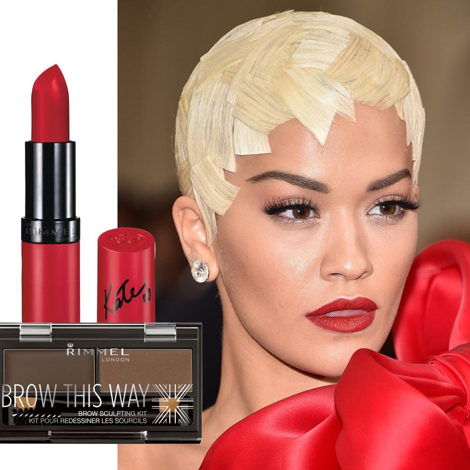 Rita Ora's Red Lipstick and Strong Brows